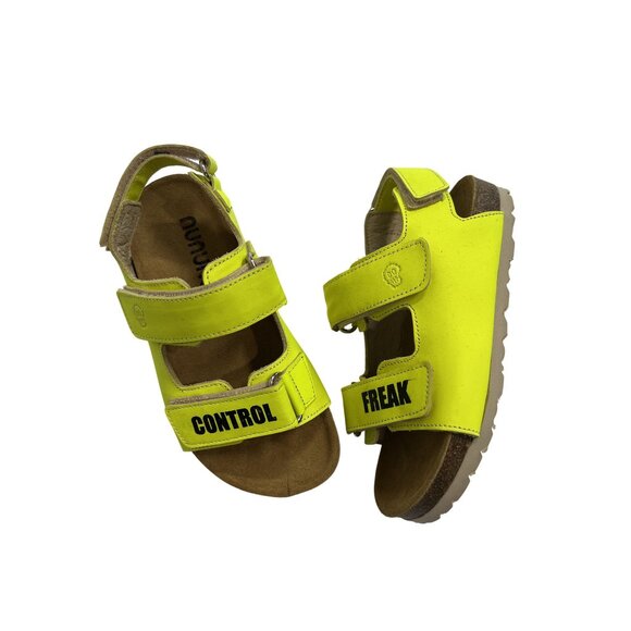 Nununu Control Freak Leather Sandals in Hot Lime - Picture 1 of 10